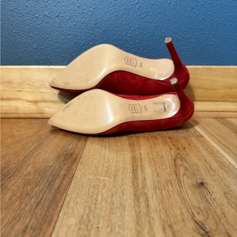 Alexandra Voltan Red Suede 3.5” High Heels Made in Italy Size 38.5 - Picture 7 of 8